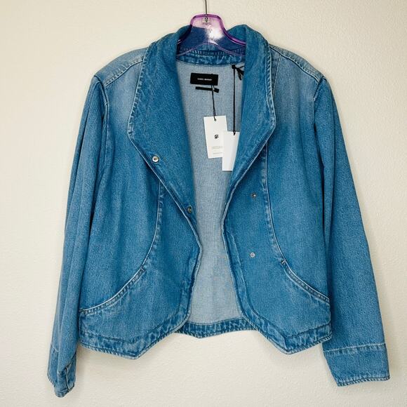 NWT Isabel Marant Medium Wash Pauline Snap Front Denim Jean Jacket 40 / L - Picture 4 of 15